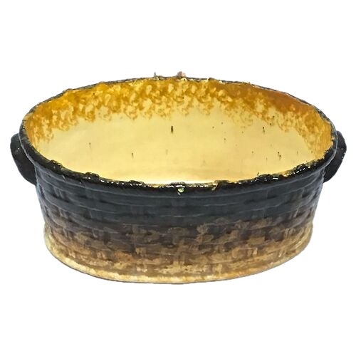 19th Century Antique French Barbotine Majolica Basket Cachepot. For Sale - Image 5 of 7