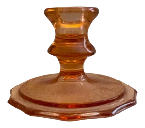 1950s Depression Glass Orange Candlestick Holder