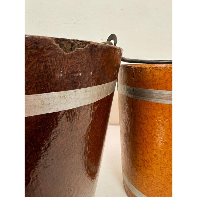 Painted Wood Fiber Buckets, 1950s, Set of 2 For Sale - Image 17 of 18