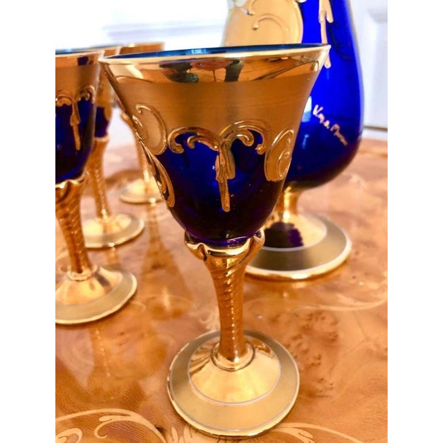 Venetian Murano Tre-Fuochi Sparkling Wine Set, 1950s, Set of 6 For Sale - Image 3 of 10