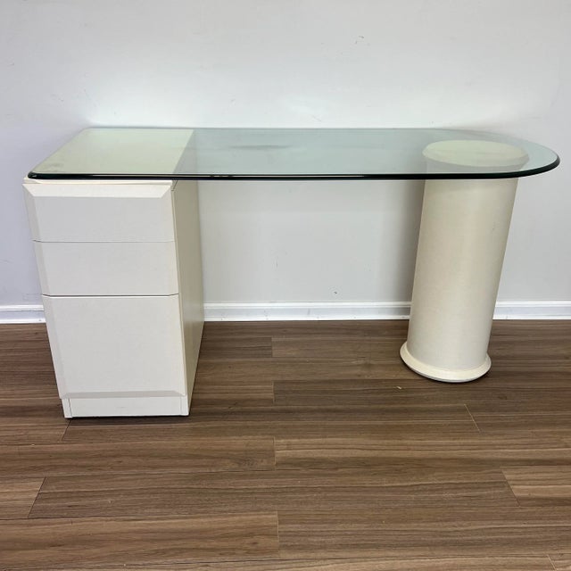 Lane Furniture 1980s Glass Top Column Desk by Lane For Sale - Image 4 of 7