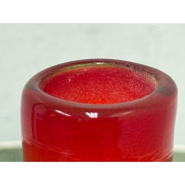 Italian Hand Blown Fire Orange Glass Decanter For Sale In San Francisco - Image 6 of 12