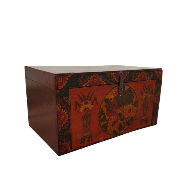 Chinese Antique Chinese Hand-Painted Storage Box For Sale - Image 3 of 5