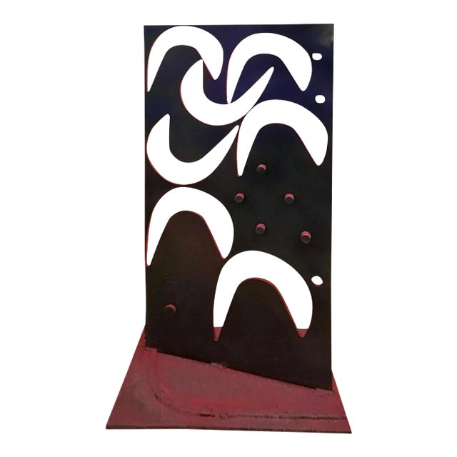 Painted Iron Sculpture With Cutout Shapes For Sale