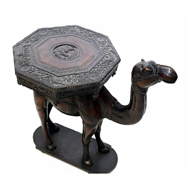 Gold Anglo Indian Carved Camel Side Table in Hardwood, 1920 For Sale - Image 8 of 12