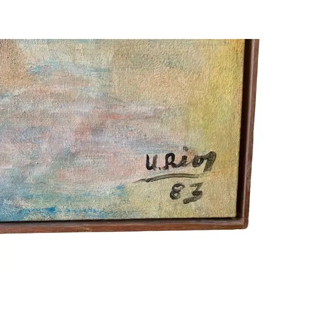 This abstract painting by Venezuelan artist Alejandro Rios embodies his distinctive approach to landscape as a fleeting,...