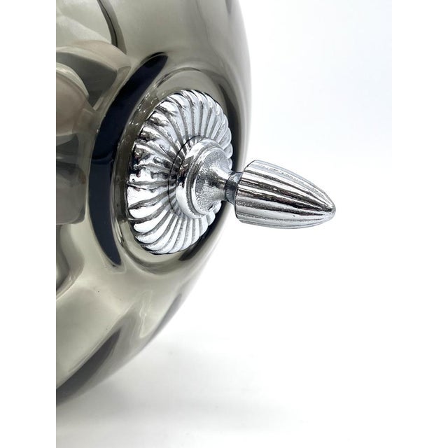 Large Space Age Smoked Glass and Chrome Ceiling Light from Hillebrand Leuchten, Germany, 1970s For Sale - Image 10 of 18