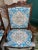 Pair Antique French Dining Arm Chairs Louis XV Carved Oak Blue Persian Textile For Sale - Image 18 of 18