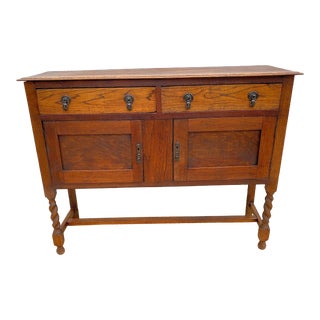 Antique Barley Twist Oak Sideboard For Sale