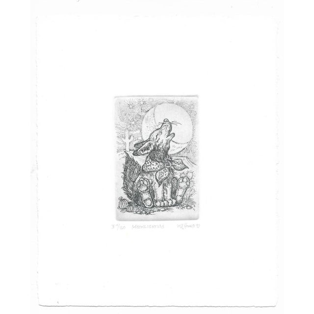 Etching by Colorado artist Marsha Howe, "Moonlighting" pencil signed, dated 1993 and numbered 9 of 150 (second state)....