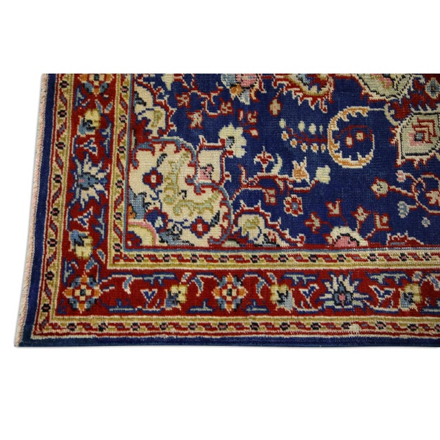 Rustic 1960s Blue & Red Vintage Turkish Rug 4'8" X 5'10" For Sale - Image 3 of 6