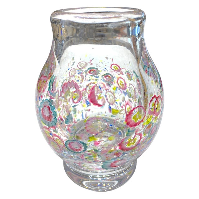 Glass Rare Charles Graffart for Val Saint Lambert Millefiori Art Crystal Glass Vase, Signed 1950 For Sale - Image 7 of 9
