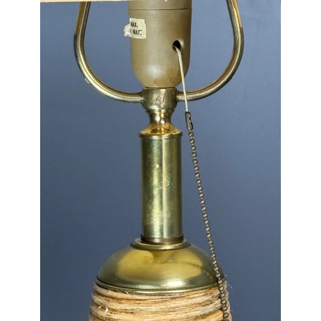 Pencil Reed Rattan Bamboo and Brass Table Lamp, Italy, 1970s For Sale - Image 4 of 17