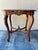 Wood Antique Carved Walnut Accent Table / Side End Table. Featuring Wavy, Marquetry Inlaid Top and Cabroile Legs For Sale - Image 7 of 9