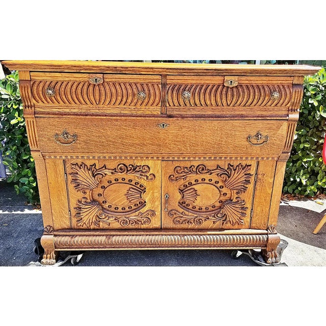 Late 19th Century Oak Buffet Sideboard Server For Sale In West Palm - Image 6 of 10