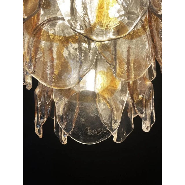 Italian Amber Murano Crostoli Glass Chandelier from Mazzega, 1990s For Sale - Image 11 of 18