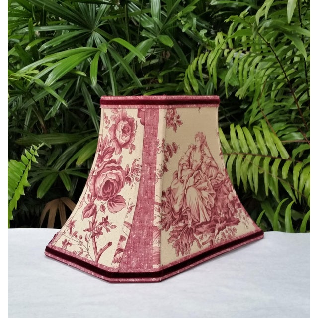 Textile Schumacher Toile Fabric Rectangle Lampshade Red Brown For Sale - Image 7 of 10