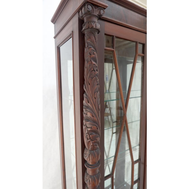 Chippendale Fine Carved Mahogany Claw Feet Glass Shelved Bookcase Display Cabinet Stunning For Sale - Image 3 of 12