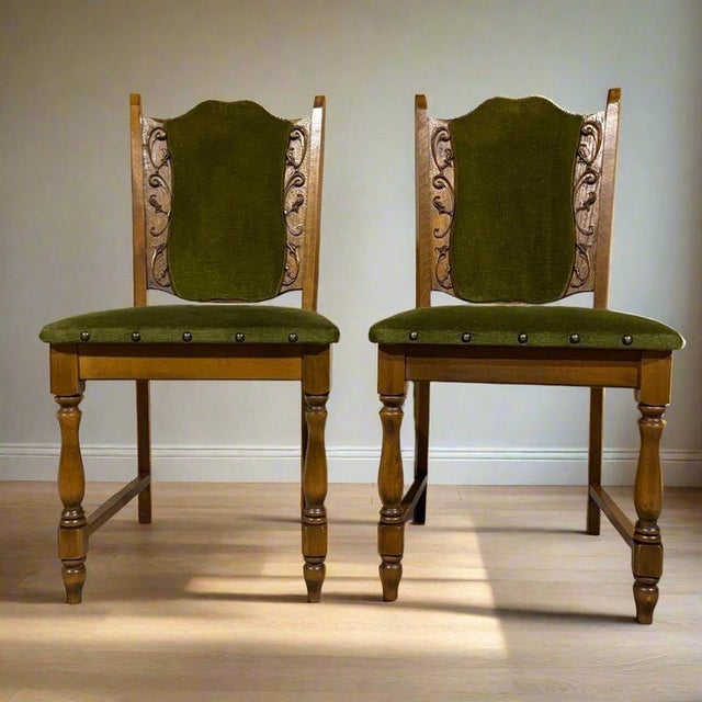 Vintage Chairs in Beech and Fabric, Set of 2 For Sale - Image 13 of 13