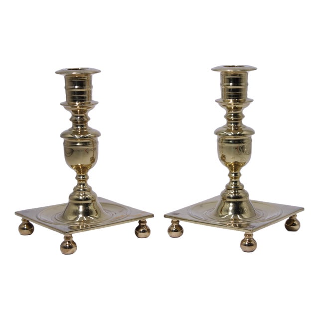 Pair of Virginia Metalcrafters Brass no.3053 Candlesticks For Sale