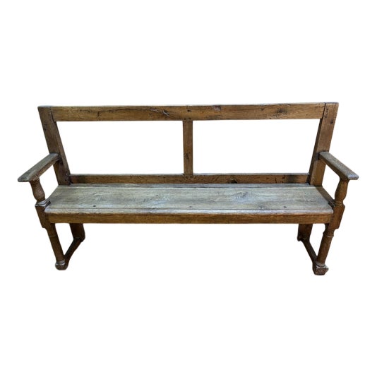Antique Rustic Wooden Bench, 1800s For Sale
