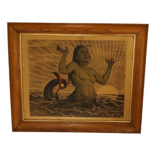 Hans Thoma, Mermaid, Color Lithograph, 1890, Framed For Sale