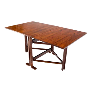 Made in Norway Danish Modern Bent Rosewood Plywood Legs Drop Leaf Dining Table