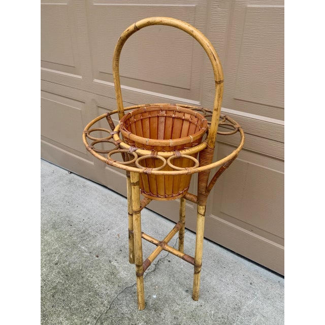 Mid-Century Rattan and Bamboo Champagne Butler Stand For Sale - Image 4 of 13