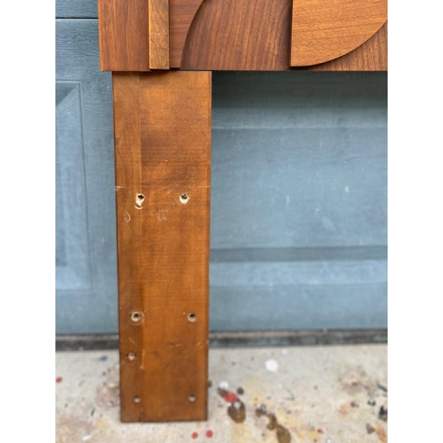 Mid 20th Century Brutalist Queen Headboard With Geometric Abstract Motif by Lane For Sale - Image 5 of 10
