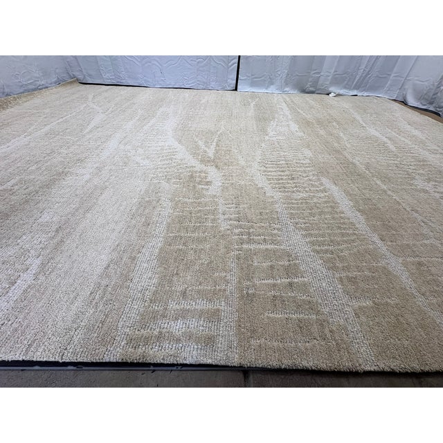 Rh Restoration Hardware Strati Hand-Knotted Wool Rug — 10' × 14' Sand | Himalayan Highland Wool | High-Low Textural Design For Sale - Image 15 of 18