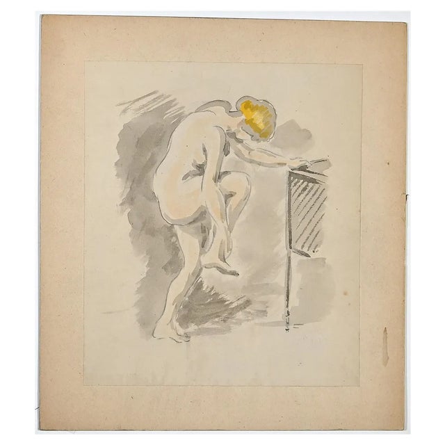 Gaspard Maillol, Nude of Woman, Ink & Watercolor Drawing, Early 20th Century For Sale