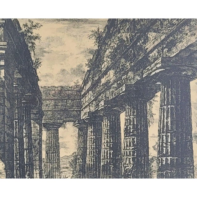 Late 19th Century Antique Framed Copper Engraving of the Temples at Paestum After Francesco Piranesi For Sale - Image 5 of 7