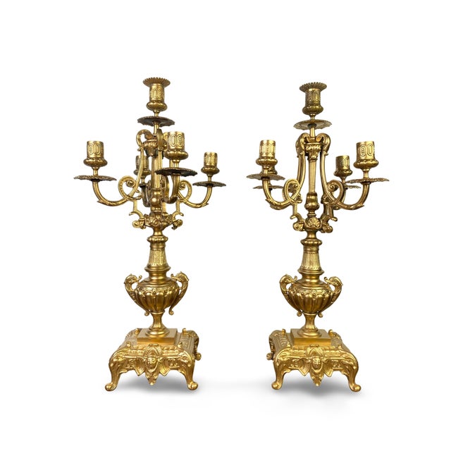 19th Century Napoleon III Gilt Bronze Candelabra, Set of 2, in Flawless conditions. Designed before 1890