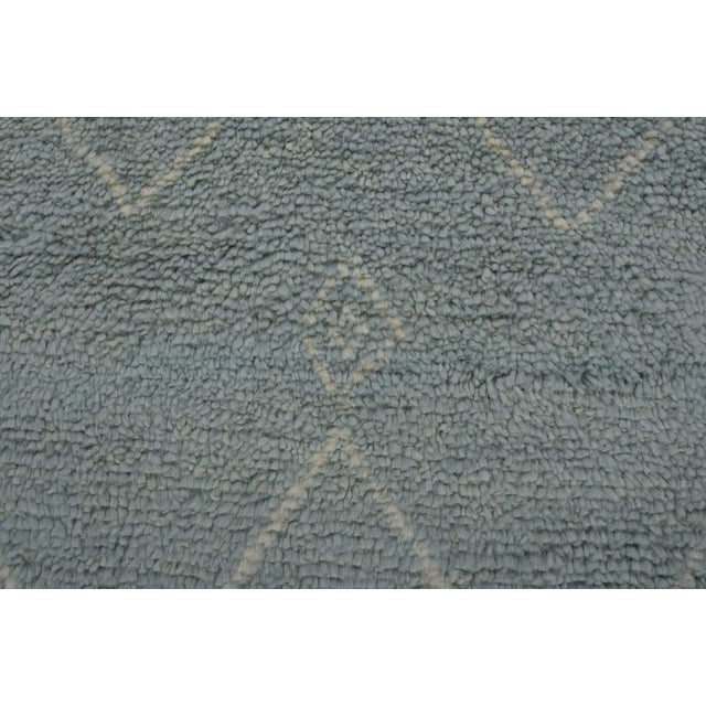 Blue Moroccan Rug 8'3'' X 9'10'' Blue Wool Contemporary Hand-Knotted Carpet For Sale - Image 8 of 12