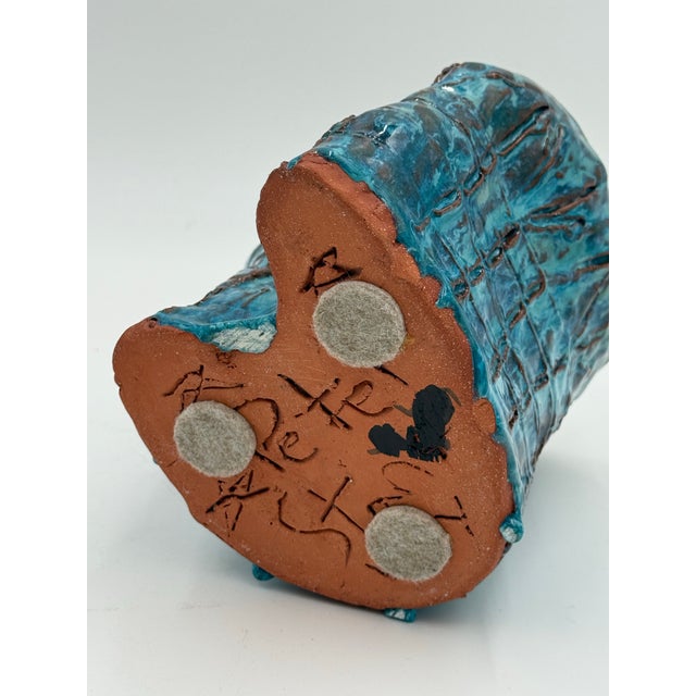 Late 20th Century Vintage MCM Brutalist Studio Pottery Vase For Sale - Image 5 of 7