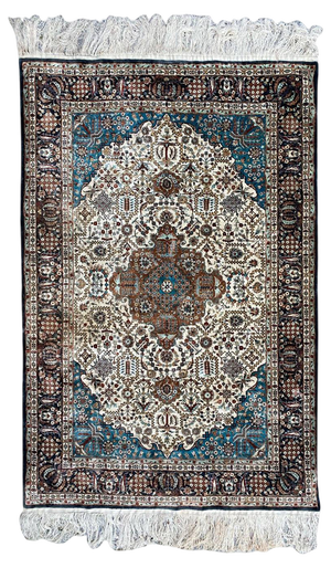 Vintage Indian Fine Silk Rug, 1990s
