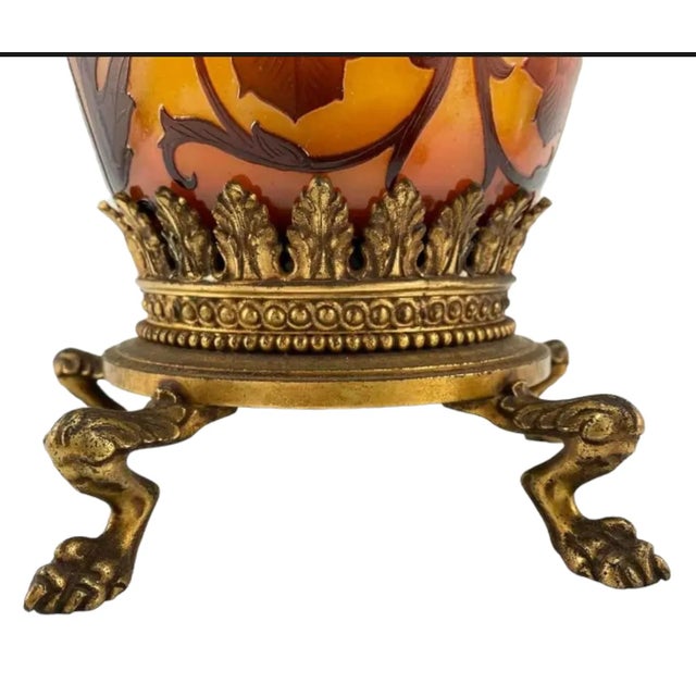 Metal 1920s Cameo Glass Lamp by Daum For Sale - Image 7 of 12