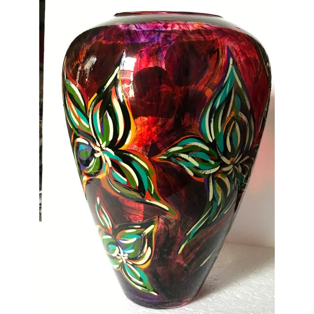 Abstract Expressionism 1990s Original Hand Painted Vase by Monique Nichols Signed and Numbered For Sale - Image 3 of 12