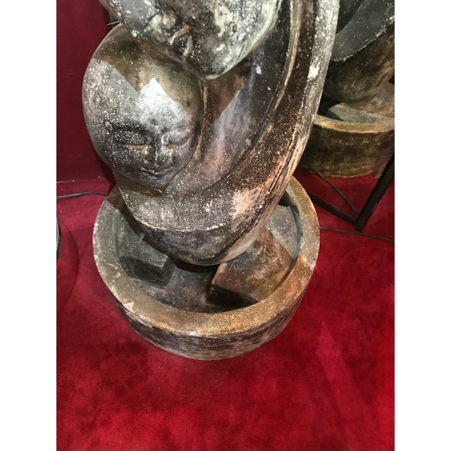Mid-Century Modern Concrete Mother & Child Sculptural Fountain For Sale - Image 3 of 8