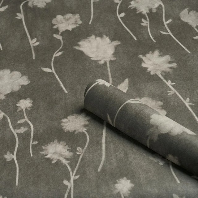 Schumacher Schumacher x Backdrop Before Midnight Wallpaper In Charcoal For Sale - Image 4 of 5