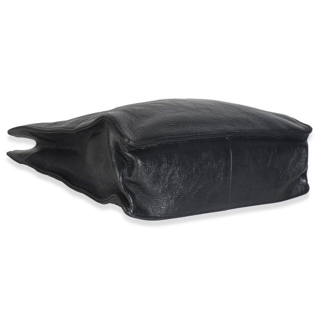 2020s Black Shiny Aged Calfskin North South Shopping Bag For Sale - Image 5 of 5