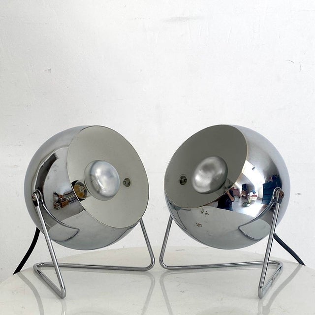 Vintage Chrome Eyeball Lamps, 1980s, Set of 2 For Sale - Image 11 of 11