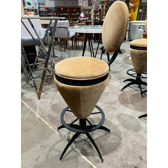Contemporary 1960’s Inspired Atomic Style Bar Stool Set For Sale - Image 3 of 5
