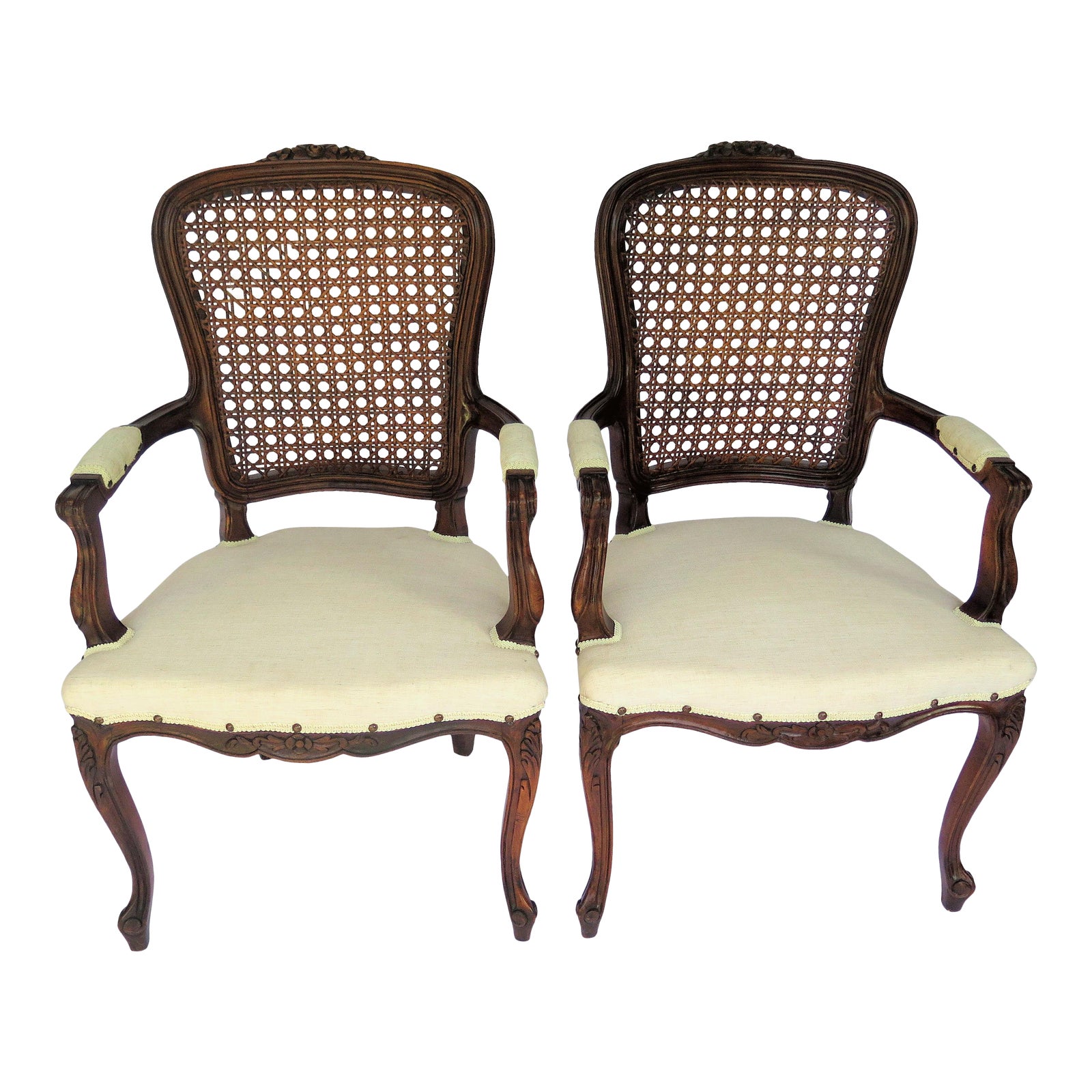 Vintage Louis XV Cane Back Chairs a Pair Chairish