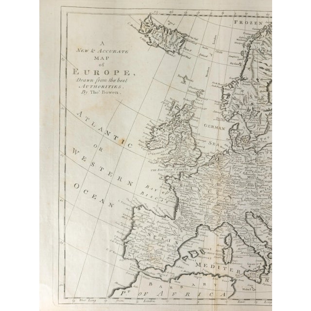 18th Century Engraving "A New & Accurate Map of Europe" by Thomas Bowen For Sale - Image 4 of 12