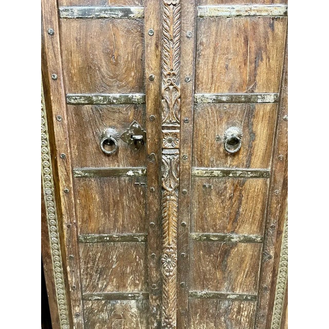 Antique Indian Teak Rustic Double Doors – A Statement Pair For Sale In Orlando - Image 6 of 12
