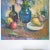 Blue Large Fruit and Floral Still Life Oil Painting Blue and Polychrome For Sale - Image 8 of 10
