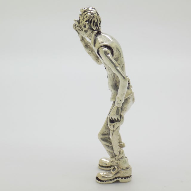 Metal Vintage Italian Handyman Figurine in Silver 800, 1970s For Sale - Image 7 of 16