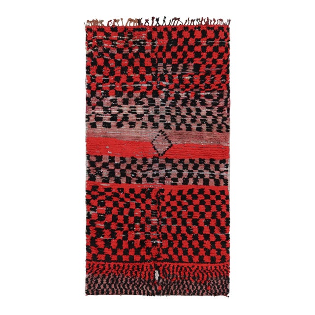 Vintage Moroccan Runner in Red and Pink With Geometric Patterns From Rug & Kilim For Sale