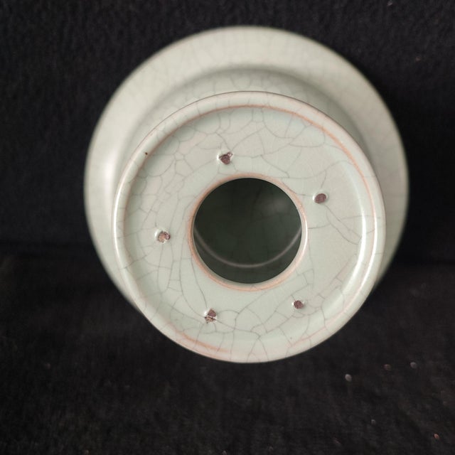Early 20th Century Chinese Ceramic Censer,Guan Ware Crackle Glaze Celadon Glaze Porcelain Incense Burner For Sale - Image 5 of 10